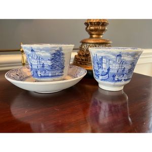 Antique John Ridgway University Transferware Cups and Saucer Circa 1841-1855